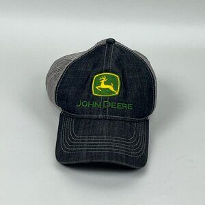John Deere Black & Gray Mens Trucker Mesh Adjustable Back Cotton Hat